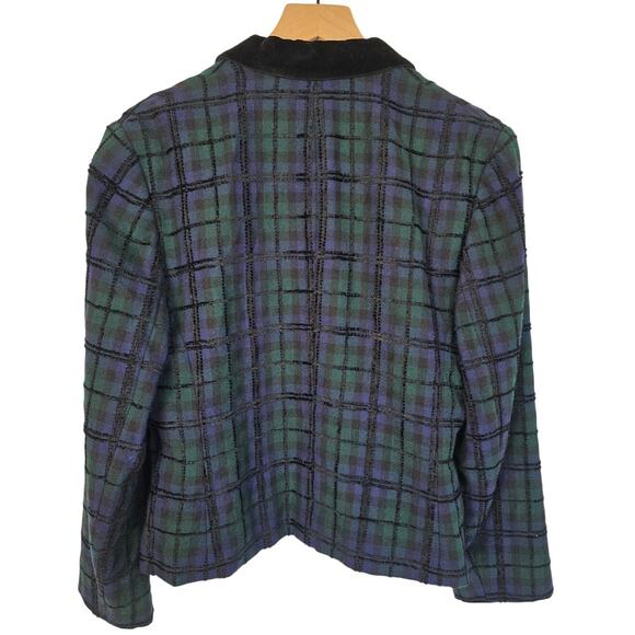 Pendleton Vintage Plaid Wool Blend Jacket Blue Green Black Sz 12 - Picture 2 of 3
